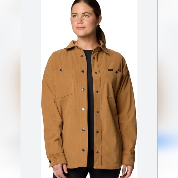 Columbia Jackets & Blazers - Columbia Women's Blue Point Creek Corduroy Shirt Jacket, Camel Brown, Small